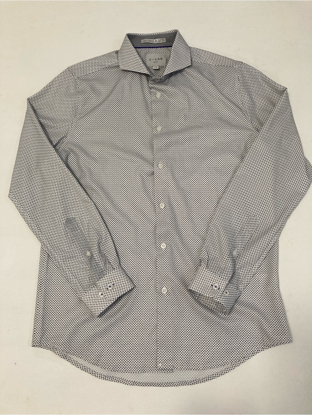 C-LAB NYC Slim Fit Long Sleeve 4-way Stretch Dress Shirt Size M 15.5 33-34